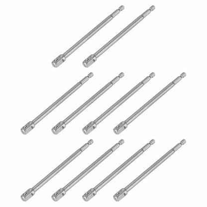HARFINGTON 10pcs Impact Socket Adapter 3/8" Square Drive 1/4" Hex Shank 6" Long Extension Bit for Axle Nut Driver Drill Socket Sets - size: 3/8" x 6"