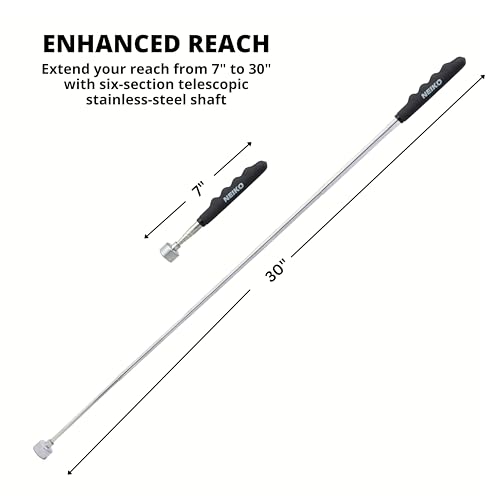 NEIKO 53425A Magnetic Pickup Tool, 25 Lb Telescoping Tool, 30" Long Extendable Magnet Pick Up Tool, Non-Slip Grip Wand, Telescopic, 7" Short Stick, Extra Strong - size: 25 Pound, style: Pick Up Tool