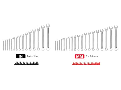 TEKTON Combination Wrench Set, 34-Piece | WCB95302 - size: 34-Piece (1/4-1 in., 6-24 mm), style: Modular Wrench Organizer