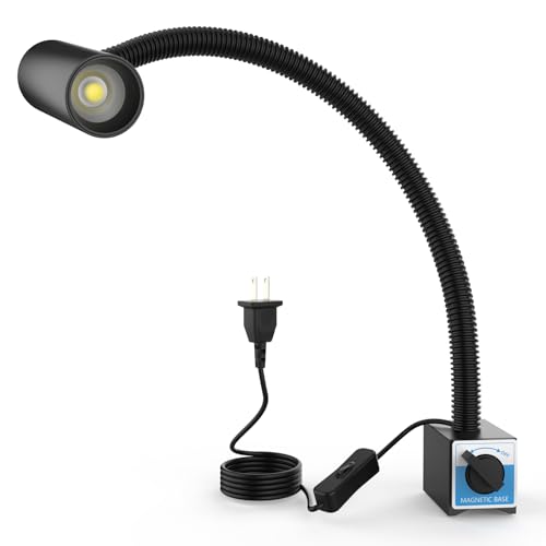 LED Magnetic Work Light, 1500lumens 20in Flexible Gooseneck Work Lamp with Strong Magnetic Base for Lathe Machines, Workbenches. 15W