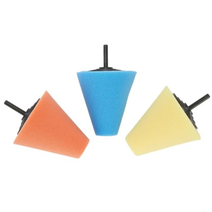 3Pcs Polishing Cone Wheel Polishing Pads Buffing Foam Pad Sponge | Drill Attachment Polishing Sponge Cone Set, Buffing Pads Kit for Wheel Hubs, Bumpers, Door Handles, Aluminum, Stainless Steel