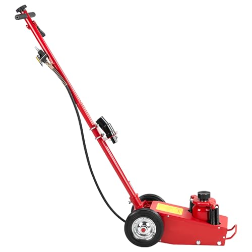 22 Ton Air Hydraulic Floor Jack Quick Lift Air Axle Bottle Jack | Heavy Duty Steel Service Repair Lifting Tool for Trucks with 4 Extension Saddle Set and Wheels 44,000lbs Capacity - color: Red