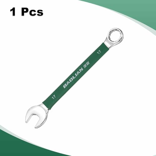 HARFINGTON 17mm Metric Combination Wrench 10 Degree Offset 12 Point Cr-V Steel Single Open End Spanner Wrenches for Automotive Repair Furniture Assembly - size: 17mm
