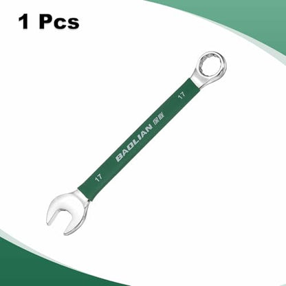 HARFINGTON 17mm Metric Combination Wrench 10 Degree Offset 12 Point Cr-V Steel Single Open End Spanner Wrenches for Automotive Repair Furniture Assembly - size: 17mm