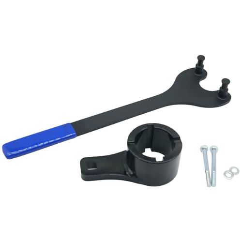 Crankshaft Damper Pulley Holding Holder Harmonic Tool & Universal Camshaft Pulley Holder Wrench Compatible with 22RE, 2RZ, 3RZ, 3.0L 3.3L V6, 4.0L 4.3L 4.7L V8 Engines