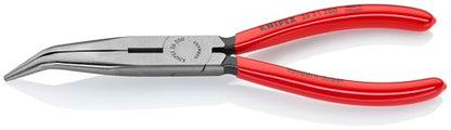 KNIPEX Tools - Long Nose Pliers With Cutter, 40 Degree Angled (2621200), 8 inches - color: Red and Silver, style: Classic