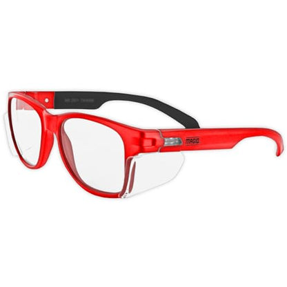 MAGID Y50 Safety Glasses for Construction | Red Frame — 2 Pairs, Clear Lens | Side Shields, ANSI Z87.1+, Anti-Fog, Scratch-Resistant, 99.9% UV Protection, Polycarbonate Lens - color: Clear Lens | Red Frame, size: 2 Pairs