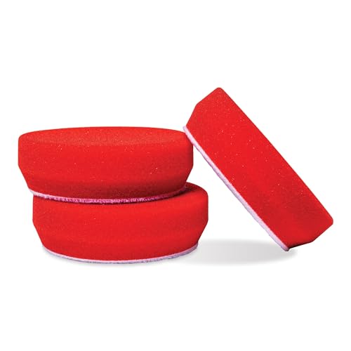 Griot's Garage 3” Red Foam Waxing Pads for Car Detailing, Polishing and Buffing Pads for Use with Waxes and Sealants, 11263, Set of 3 - style: 3" Pads (Set of 3)