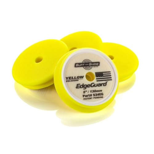 Buff and Shine - EdgeGuard Foam Buffing Pads - Yellow - 5" Polishing Pad - Pack of 4 - color: Yellow, size: 5" (4 Pack)