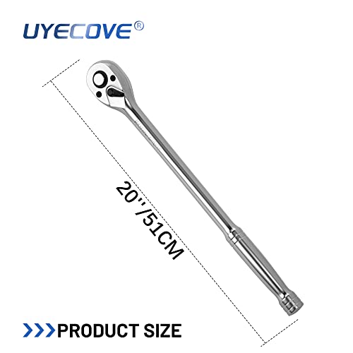 1/2-Inch Drive Ratchet Wrench, 1/2 Ratchet Wrench Long Handle, Socket Wrench, 72-Tooth Quick-release Reversible Cr-Mo Head, Chrome Steel Made - 20''51cm - size: 1/2" Standard Ratchet - 20 inch