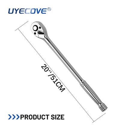 1/2-Inch Drive Ratchet Wrench, 1/2 Ratchet Wrench Long Handle, Socket Wrench, 72-Tooth Quick-release Reversible Cr-Mo Head, Chrome Steel Made - 20''51cm - size: 1/2" Standard Ratchet - 20 inch