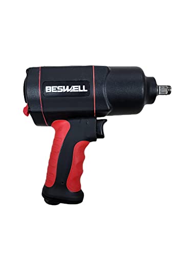 BESWELL® BW-112BN 1/2-Inch Air Impact Wrench with 1180 Ft-Lbs Max Torque | FAST & POWERFUL: Twin hammer impact wrench delivers fast, high-torque power for auto repair, tire changes & body shop