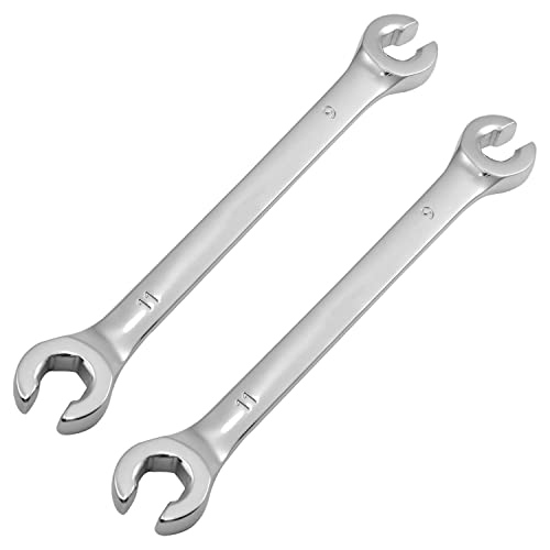 Utoolmart Flare Nut Wrench, 9mm x 11mm Metric Double Open End, 2Pcs - color: 2pcs, size: 9x11mm