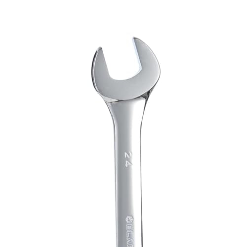 BLACK CANYON Metric 24mm Combination Wrench, 12-Point Box End & Hex Opening Design, Polished Steel - size: 24 mm