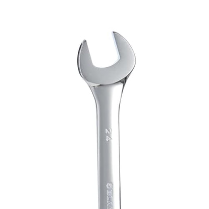 BLACK CANYON Metric 24mm Combination Wrench, 12-Point Box End & Hex Opening Design, Polished Steel - size: 24 mm