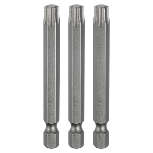 HARFINGTON 3pcs T40 Torx Head Screwdriver Bit 1/4" Hex Shank 2.6" (65mm) Long Magnetic No Hole Tip Tamper Proof 6 Point Star Screw Driver Drill Bits S2 Steel Industrial Power Screwdrivers - size: T40 x 2.6"(65mm)