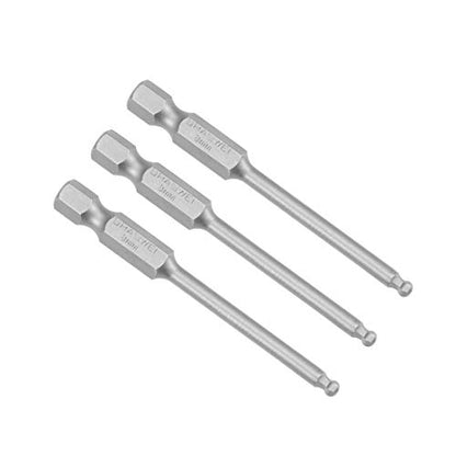 uxcell 3 Pcs H3 (3mm) Ball End Screwdriver Bits, S2 Steel Magnetic 2.6 Inch Long Drill Bit with 1/4 Inch Hex Shank - style: H3