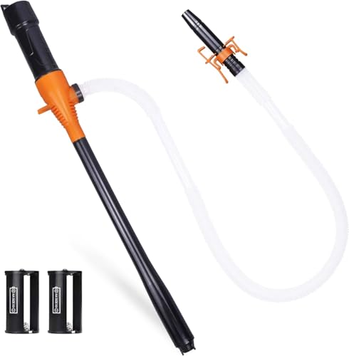 FUELIO Fuel Transfer Pump - Battery Operated Gas Pump - Battery Powered Water Pump - Liquid Transfer Pump for Water Gasoline Pump With Clip, 2.2GPM, 3FT Long Hose - color: OR11