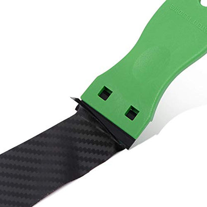 EHDIS 1.5" Plastic Razor Scraper with 10pcs Double Edged Plastic Blades for Removing Labels Stickers Decals on Glass Windows (Green) - color: Green