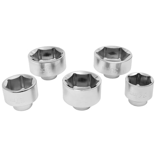 5-Piece 3/8-Inch Drive Oil Filter Wrench Socket Set: 24mm, 27mm, 32mm, 36mm, 38mm