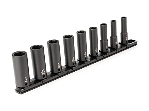 TEKTON 3/8 Inch Drive Impact Socket Set, 9-Piece | SID91101 - size: 9-Piece (5/16-3/4-Inch), style: Deep