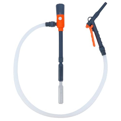 Fuel Transfer Pump with Hand Nozzle, 2.8 GPM Gas Can Pump with Retractable Intake Pipe and 51 Inch Discharge Hose, Portable Battery Powered Liquid Siphon Pump for Oil, Gasoline, Diesel