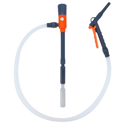 Fuel Transfer Pump with Hand Nozzle, 2.8 GPM Gas Can Pump with Retractable Intake Pipe and 51 Inch Discharge Hose, Portable Battery Powered Liquid Siphon Pump for Oil, Gasoline, Diesel