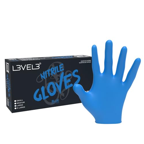 L3 Level 3 Nitrile Gloves - Professional Heavy Duty Disposable Gloves - Latex Free - Fits Snug - Box of 100 - color: Blue, size: Small (Pack of 100)