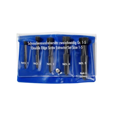 Rennsteig 9R 471 900 3 Screw Extractor Double Edged Set 5 Parts (Size 1-5 In Vinyl Pouch)