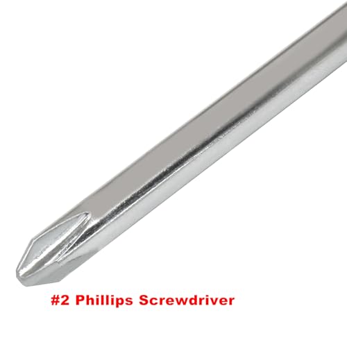 12 Inch Extra Long #2 Phillips & 6mm Slotted Screwdriver 2-Piece Set, Magnetic Tip Flat Blade Cross-head Screwdrivers (Red, Green) - size: 12 Inch #2 (Phillips+Slotted)