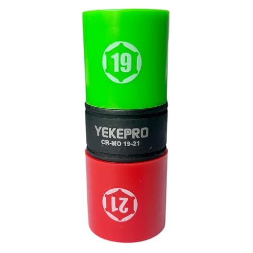1/2" Drive Flip Lug Nut Socket 19mm x 21mm, Double Ended Thin Wall Impact Flip Socket for Lug Nut Removal, Dual Size Wheel Nut Socket Tool, 1Pc - size: 19mm x 21mm, 1pcs