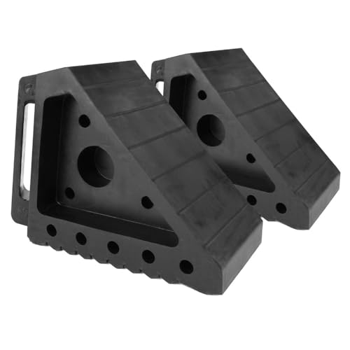Heavy Duty Solid Rubber Wheel Chocks 2-Pack, Non-Slip Tire Stop Block with Built-in Handle – All-Weather Traction for Truck, RV, Trailer