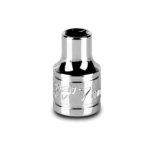 Capri Tools 7 mm Shallow Socket, 3/8-Inch Drive, 6-Point, Metric - size: 7 mm