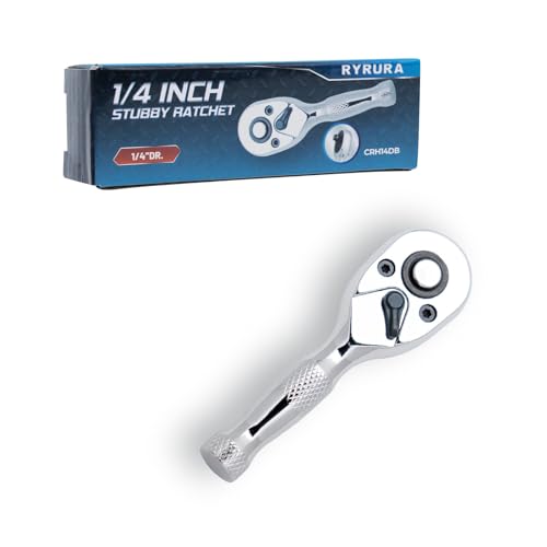 1/4 Inch Drive Stubby Ratchet Mini Ratchet Wrench,1/4 Socket Wrench, 72-Tooth Quick-Release，Reversible,Chrome Vanadium Alloy Steel for Durability - size: 1/4-inch Single, style: Stubby-Metal handle