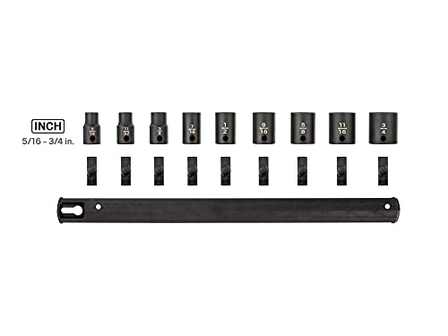 TEKTON 3/8 Inch Drive Impact Socket Set, 9-Piece | SID91100 - size: 9-Piece (5/16-3/4-Inch), style: Standard