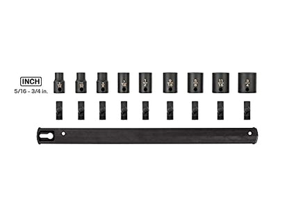 TEKTON 3/8 Inch Drive Impact Socket Set, 9-Piece | SID91100 - size: 9-Piece (5/16-3/4-Inch), style: Standard