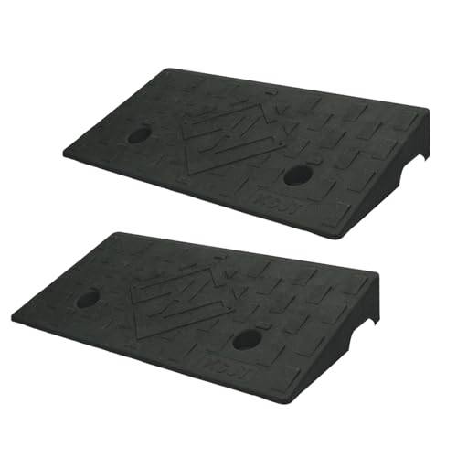 Rubber Curb Ramps for Driveway Heavy Duty Curb Ramps for Sidewalks Door Ramps for Thresholds 2 Pcs 2.4 inch Rise Ramps for Wheelchairs Shed Ramp for Riding Mower 7000lbs Powersport Loading - size: 2.4"inch