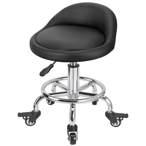 FLOLXNB Rolling Stool Low Roller Seat PU Leather, Rolling Chair Height Adjustable, Garage Stool with Wheels for Manicure Mechanic Home Office Garage Shop (Style 1) - style: Style 1