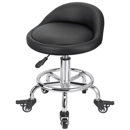 FLOLXNB Rolling Stool Low Roller Seat PU Leather, Rolling Chair Height Adjustable, Garage Stool with Wheels for Manicure Mechanic Home Office Garage Shop (Style 1) - style: Style 1