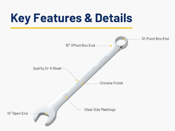 BLACK CANYON 19mm Combination Wrench, 12-Point Box End & Hex Opening (9 mm) - size: 9 mm