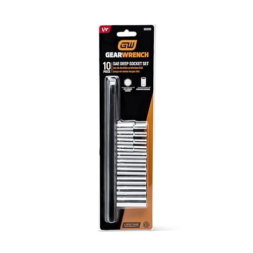 GEARWRENCH 10 Pc. 1/4" Drive 12 Pt. Deep Socket Set, SAE - 80309D