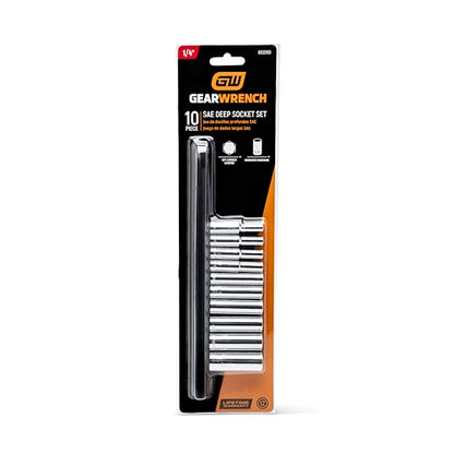 GEARWRENCH 10 Pc. 1/4" Drive 12 Pt. Deep Socket Set, SAE - 80309D
