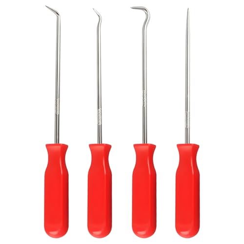 Zpana 4PCS Car Precision Hook and Pick Set, O Ring Vehicle Oil Seal Gasket Pick with Ergonomic Handle, Automotive Mechanic Hooks Puller Remover Tool, Universal for Automobile RV Truck (Style A) - size: StyleA