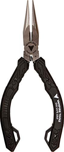 VAMPLIERS 5.5" Mini Precision Long Nose Pliers, ESD Safe, Made in Japan | Needle Tip, Serrated Jaws, Wire Cutter, High Carbon Steel, Thermoplastic Elastomer Handles, For PCB/SMD, PC Electronic Repair - style: 5.5" Long Nose Pliers