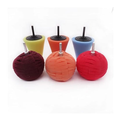Car Polishing Pad Buffing Foam Sponge Pad Cone Polisher Buffer Pad Automotive Waxing Kit for Car Wheel Hub Headlight Polishing - color: 6pcs