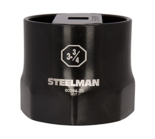 Steelman 3-3/4-Inch 8-Point Locknut Socket Automotive Tool, 3/4-Inch Drive, Install and Remove Truck Wheel Bearing Locknuts, Laser Etched, Powder-Coated Steel - size: 3 3/4-inch x 3/4-inch