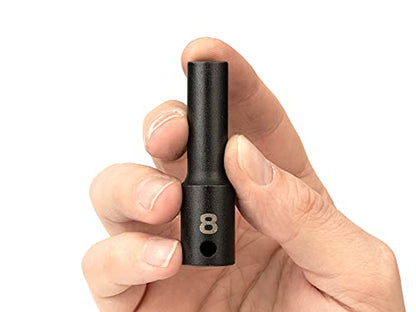 TEKTON 3/8 Inch Drive x 8 mm Deep 6-Point Impact Socket | SID13108 - size: 8 mm, style: Deep