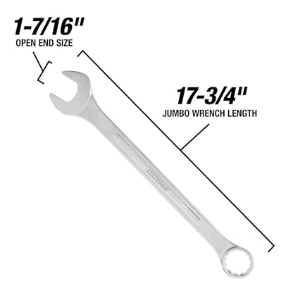 OEMTOOLS 22107 1-7/16 Inch Jumbo Combination Wrench, SAE Jumbo Wrenches with Offset Box End and Open End Design, Greater Access and Clearance, More Torque - size: 1-7/16"