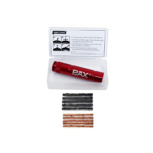 PAX 12 Pcs Tubeless Bike Tire Repair Kit, Includes Storage Canister, Plugger Tool, Plugs-10 Bacon Strips. Fix a Flat Puncture. MTB, Gravel Bike Tires, and Road Bicycle Tires - color: Bright Red
