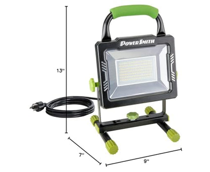 POWERSMITH 10,000 Portable LED Work Light with Metal Housing and Stand, Impact Resistant Lens, and 5 Year Warranty (PWLS100H) - size: 10,000 Lumen